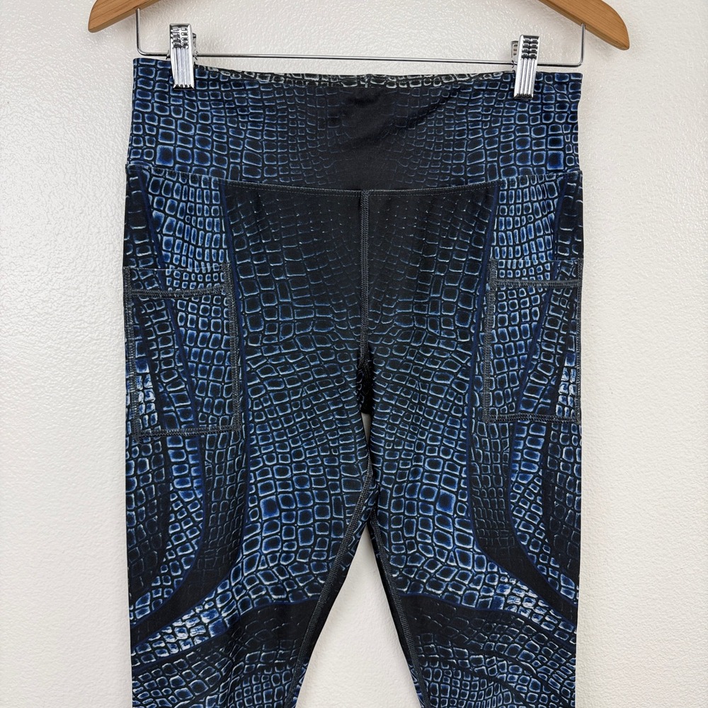 INKNBURN Leggings Mens 10 Blue Crocodile Skin Print Compression Athletic Tights - Picture 2 of 7